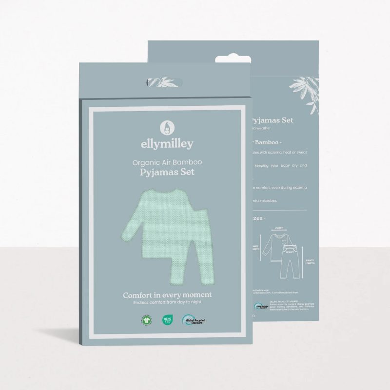 Elly Milley Organic Air Bamboo 2pcs Long Sleeves Pyjamas Set - Pistachio
