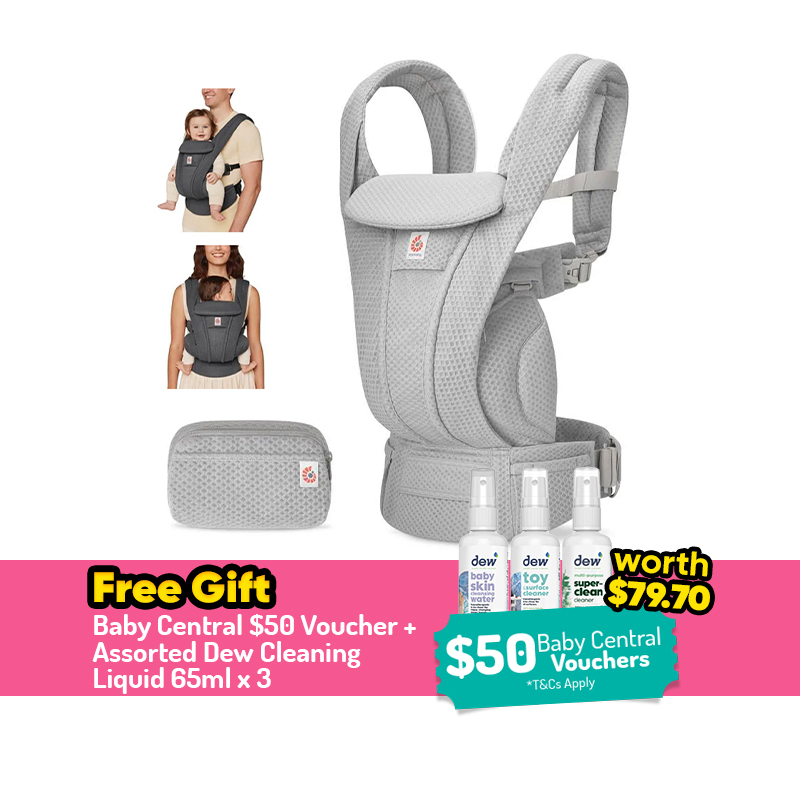 (Pearl Grey) Ergobaby Omni 360 Cool Air Mesh Carrier + FREE GIFT