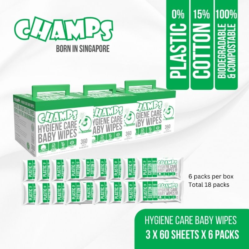 Champs Hygiene Care Baby Wipes 60S X 6 Packs X 3