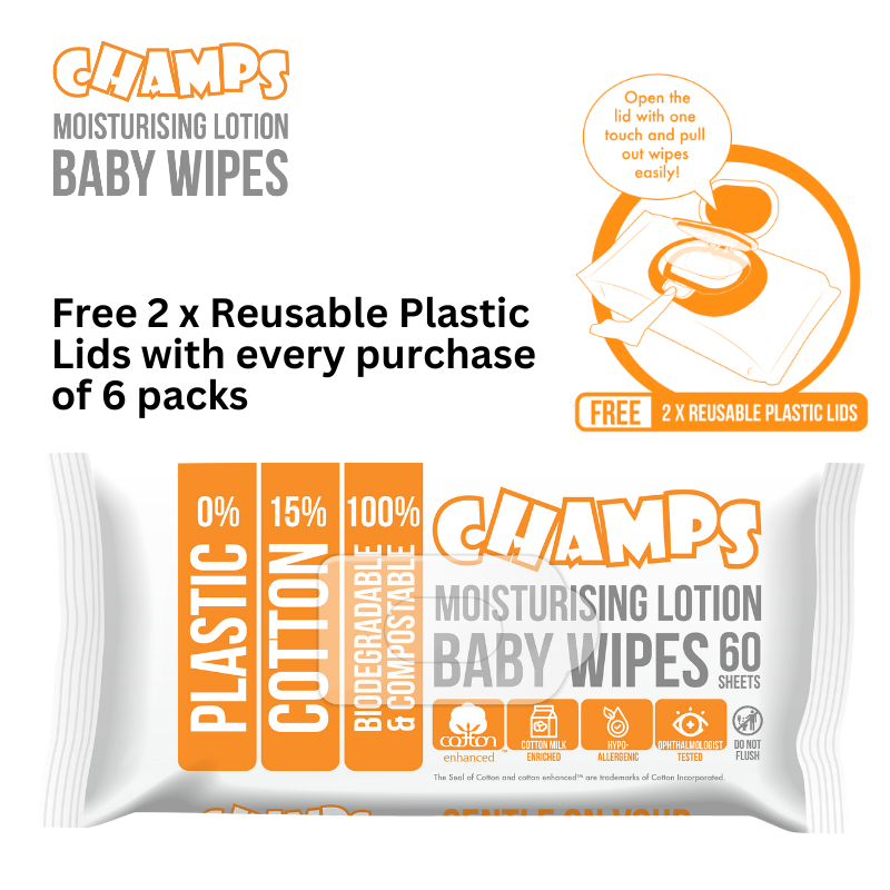 Champs Moisturising Lotion Baby Wipes 60s x 6 packs