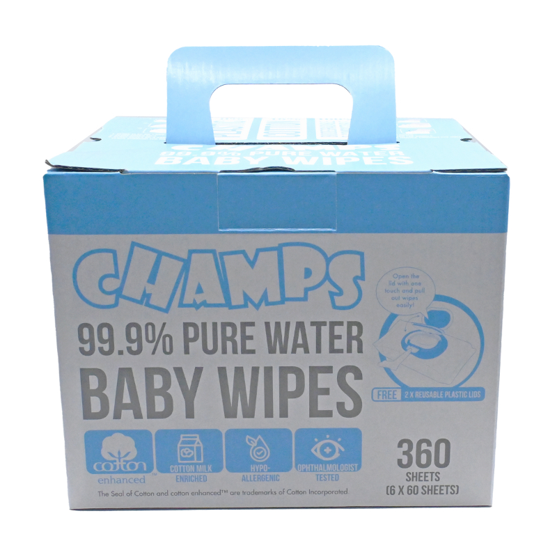 Champs 99% Pure Water Baby Wipes 60s x 6 packs
