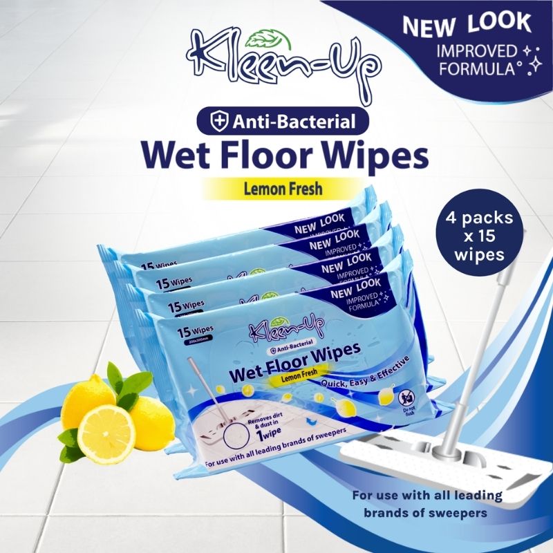 Kleen-Up Wet Floor Wipes 15S - Original Lemon Fresh