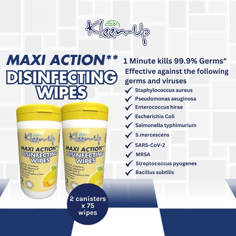 Kleen-Up Maxi Action Disinfecting Wipes 75S Canister (2 Canisters)