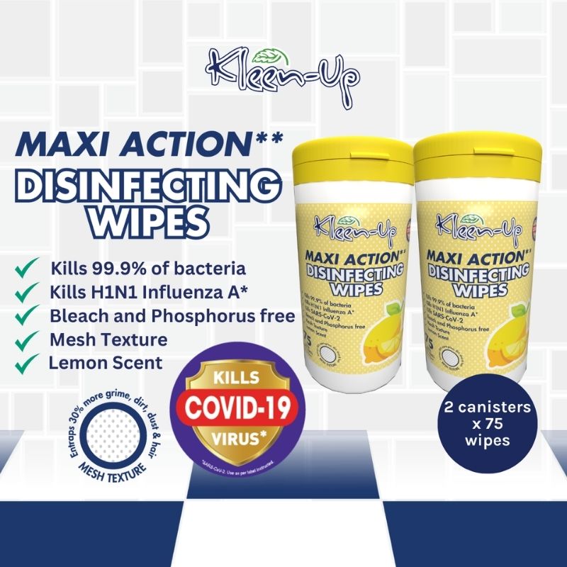 Kleen-Up Maxi Action Disinfecting Wipes 75S Canister (2 Canisters)