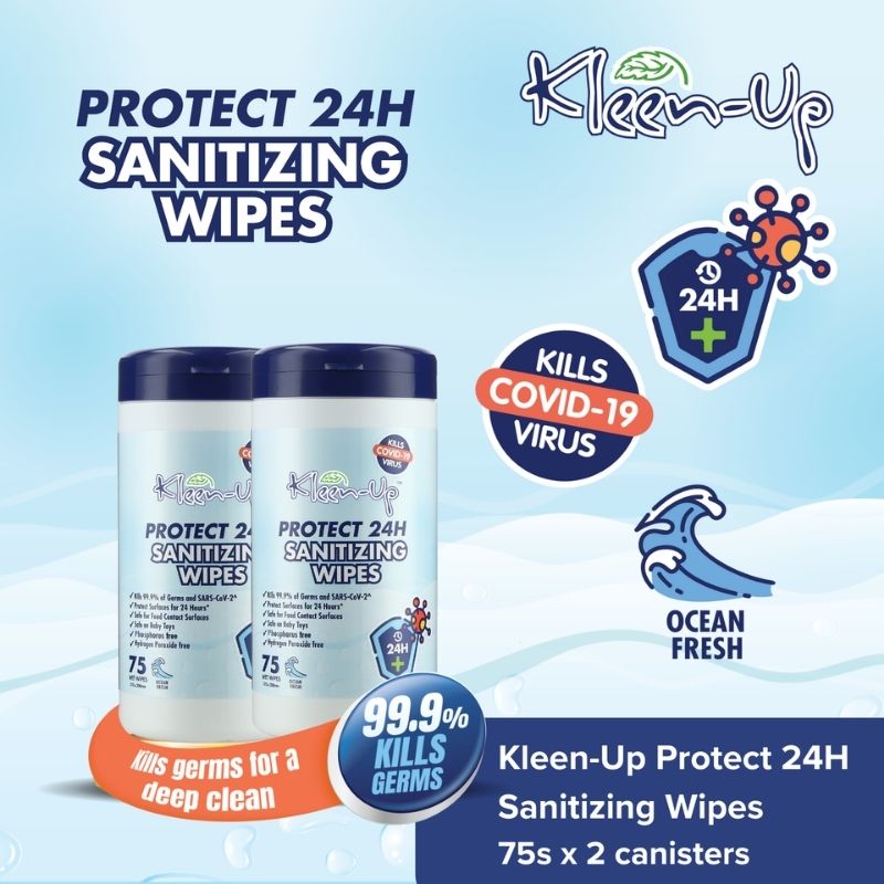 Kleen-Up Protect 24H Sanitizing Wipes 75S Canister (2 Canisters)