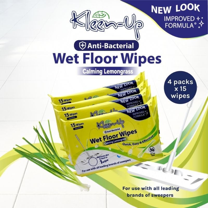 Kleen-Up Wet Floor Wipes 15S - Lemongrass