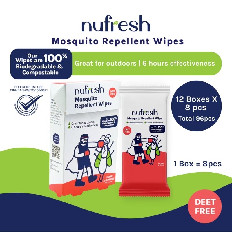 Nufresh Mosquito Repellent Wipes 8 X 1S (FSC Mix)