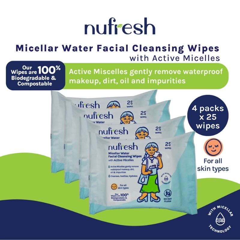 Nufresh 3-In-1 Micellar Water Facial Cleansing Wipes 25S 