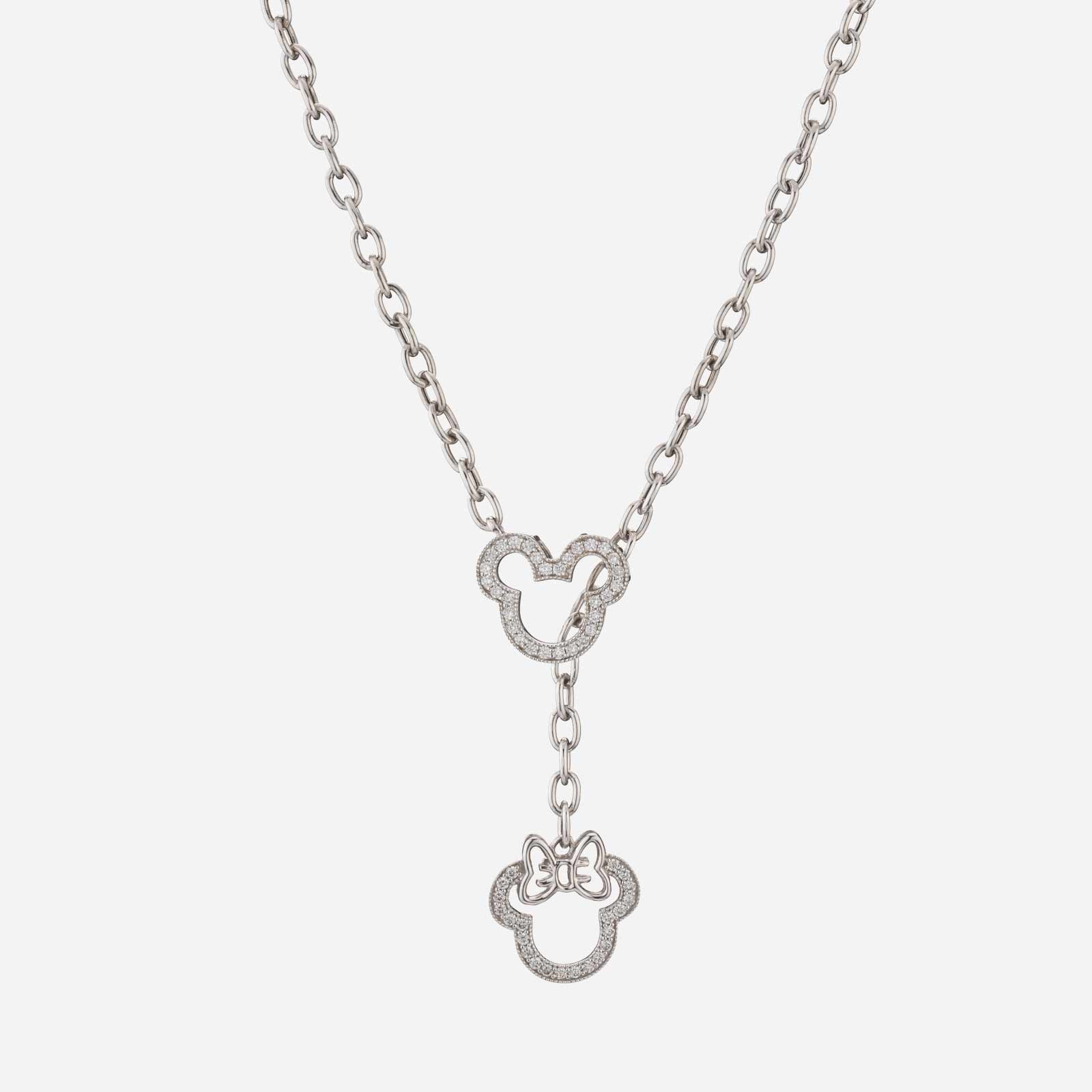 Poh Heng Disney Mickey Minnie Diamond Necklace in 18K White Gold - 48cm