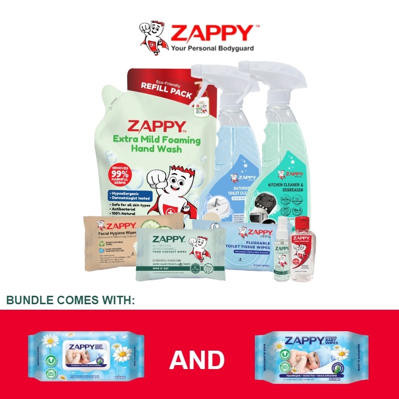 FAMILY BUNDLE - ZAPPY BABY WIPES (SCENTED)
48 packets X 80 sheets + 24 packets X 30 sheets