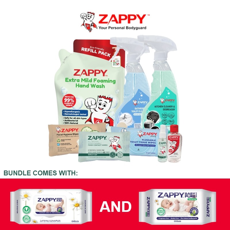 FAMILY PURE BUNDLE - ZAPPY BABY PURE WIPES (UNSCENTED)
48 packets X 80 sheets + 24 packets X 30 sheets