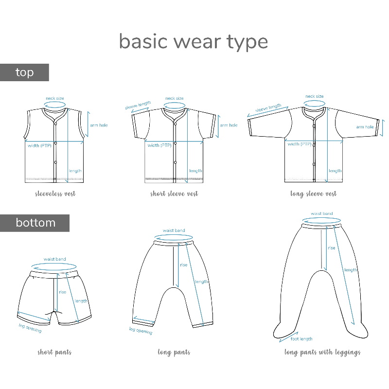 Fiffy Basic Wear (Blue) Short Sleeve / Long Pants Size 6-9 (F65079-BM)