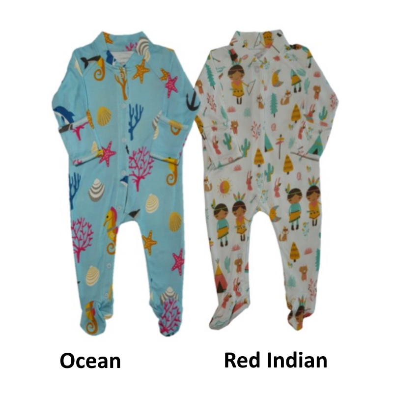Bebe Bamboo Footie with Foldover Mitten (Red Indians)