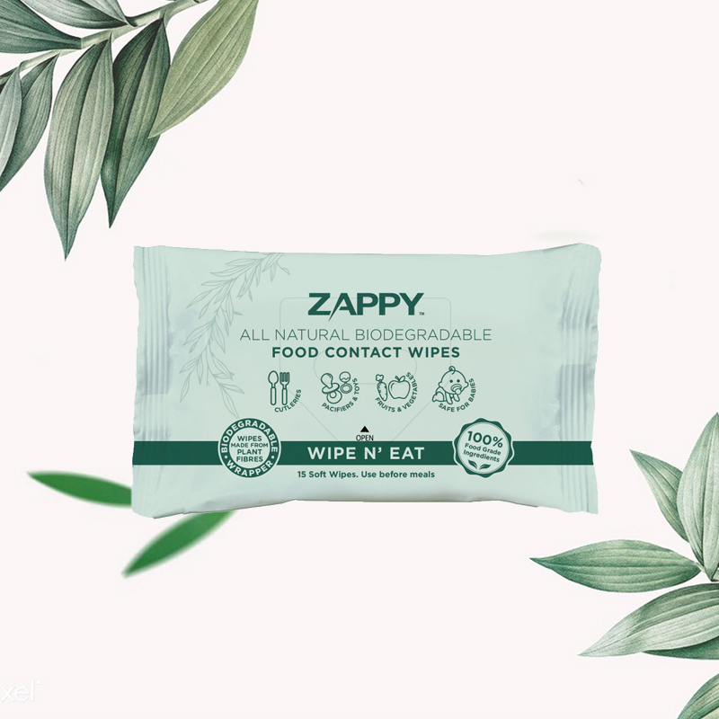 Zappy All Natural Biodegradable Food Contact Wipes 15R (CTN) - 36pkts/CTN