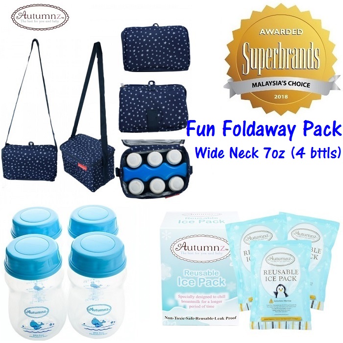 Autumnz Fun Foldaway Cooler Bag Package (*7oz* 4 Wide Neck Bottles)