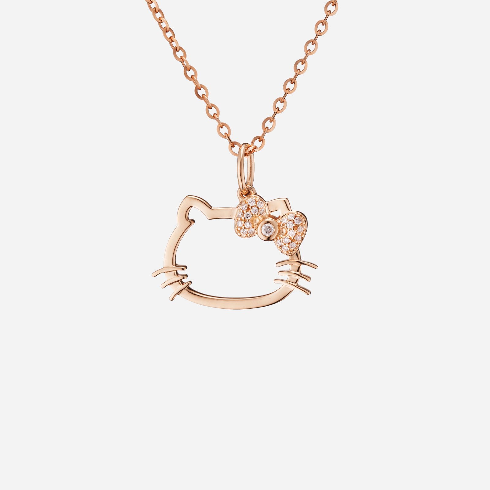 Poh Heng Hello Kitty Silhouette Diamond Pendant in 18K Rose Gold	
