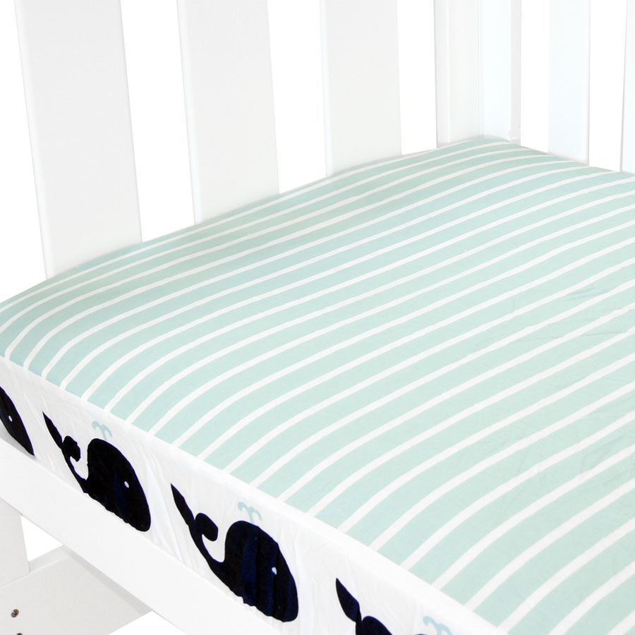 Babyhood Amani Bebe Breezy Blue Fitted Sheet (Whale / Navy White)