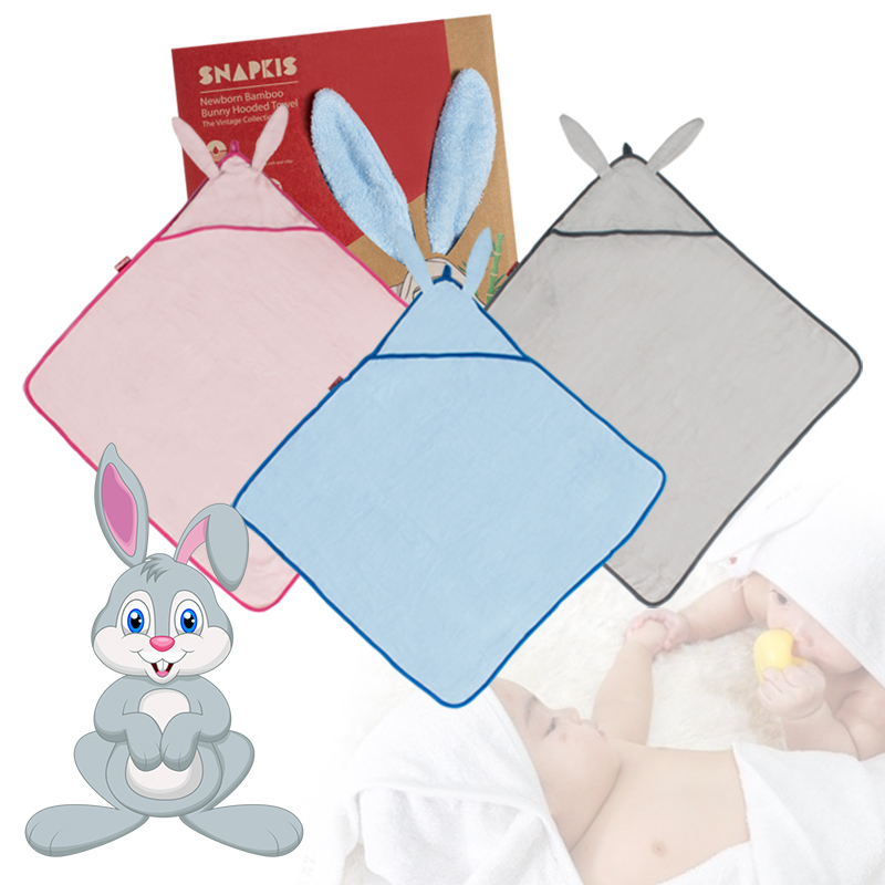 Snapkis Newborn Bamboo Bunny Hooded Towel (Asst Colors) BUY 1 GET 1 FREE!!