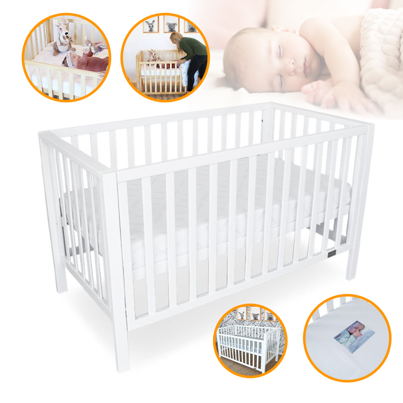 Babyhood Lulu Cot (White) + Breathe EZE TM Standard Cot Mattress (1295*690) + Standard Cot Wheel Set 4pk (Spare Part)