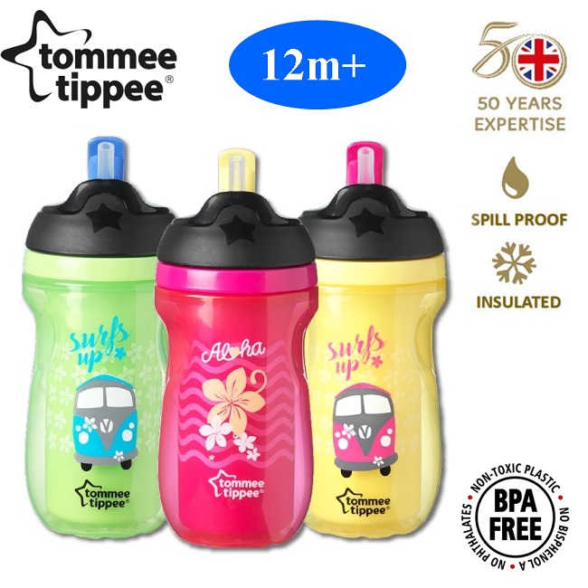 Tommee Tippee Insulated Straw Cup (Pink / Green / Yellow)