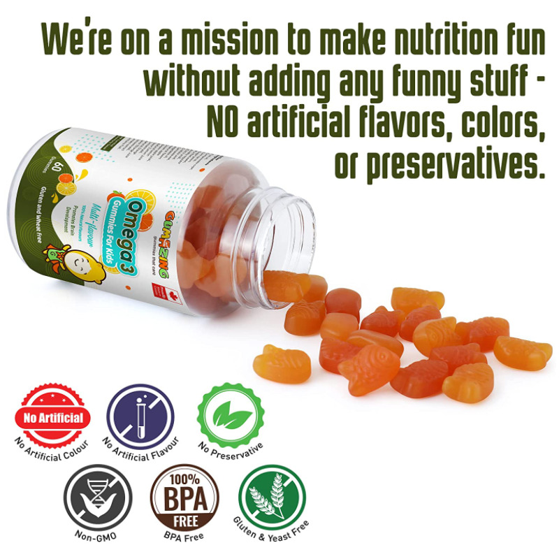 Gumazing Kids Daily Gummy Vitamins: Omega 3 Fish Oil (EPA & DHA) for Nutritional Brain Support, 60 Gummies (30 Day Supply)