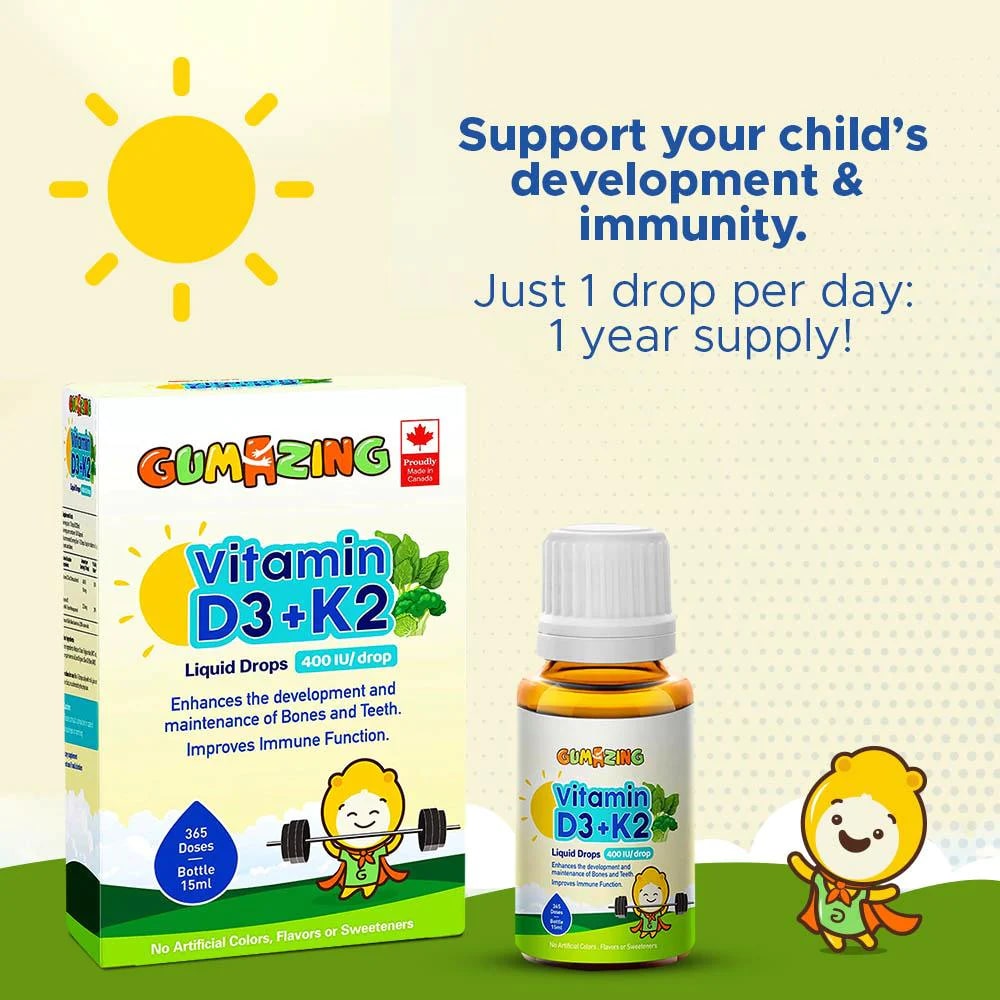 Gumazing Vitamin D3 + K2 Liquid Drop For Kids