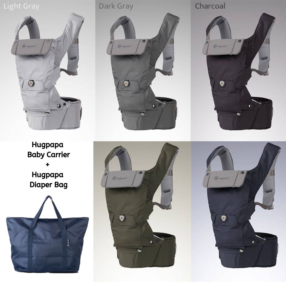 Hugpapa Bundle E - Hugpapa 3-in-1 Dial- Fit Hip Seat Baby Carrier + Diaper Bag