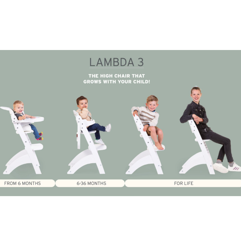 Childhome Lambda 3 Baby High Chair + Feeding Tray - Anthracite