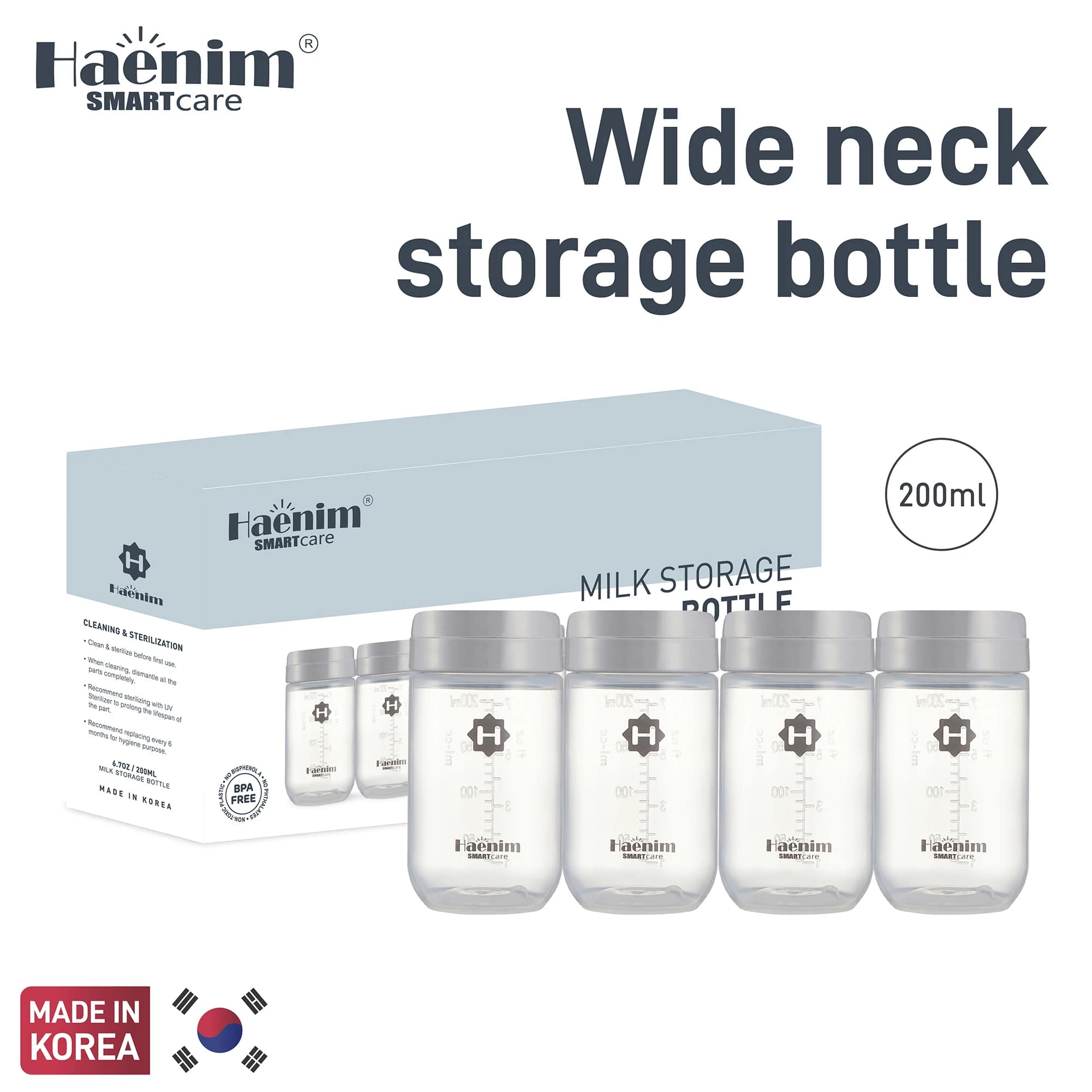Haenim Wide Neck Storage Bottle 200ml (4pcs)
