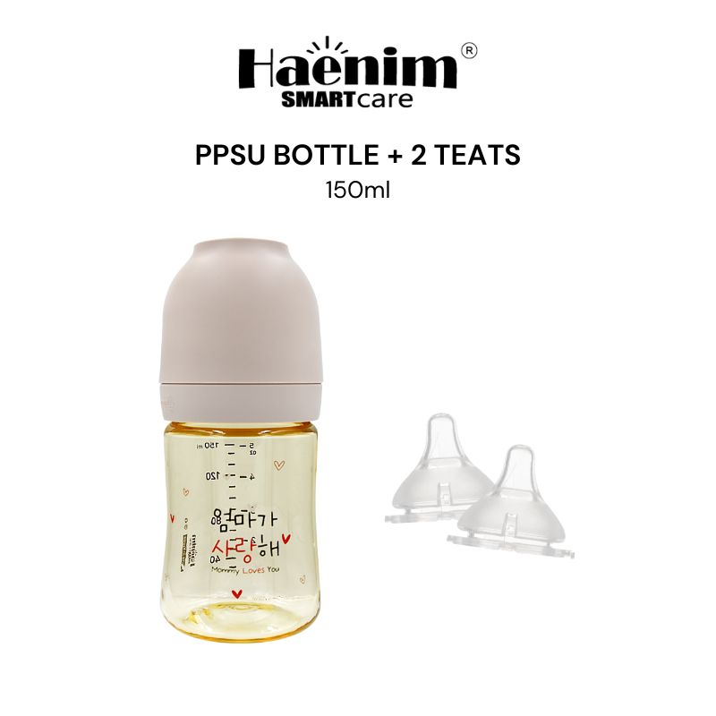 NEW LAUNCH! Haenim PPSU Baby Bottle - 150ml / 250ml + 2 Teats/Pack (Size S/M/L/XL) *Choose at Booth