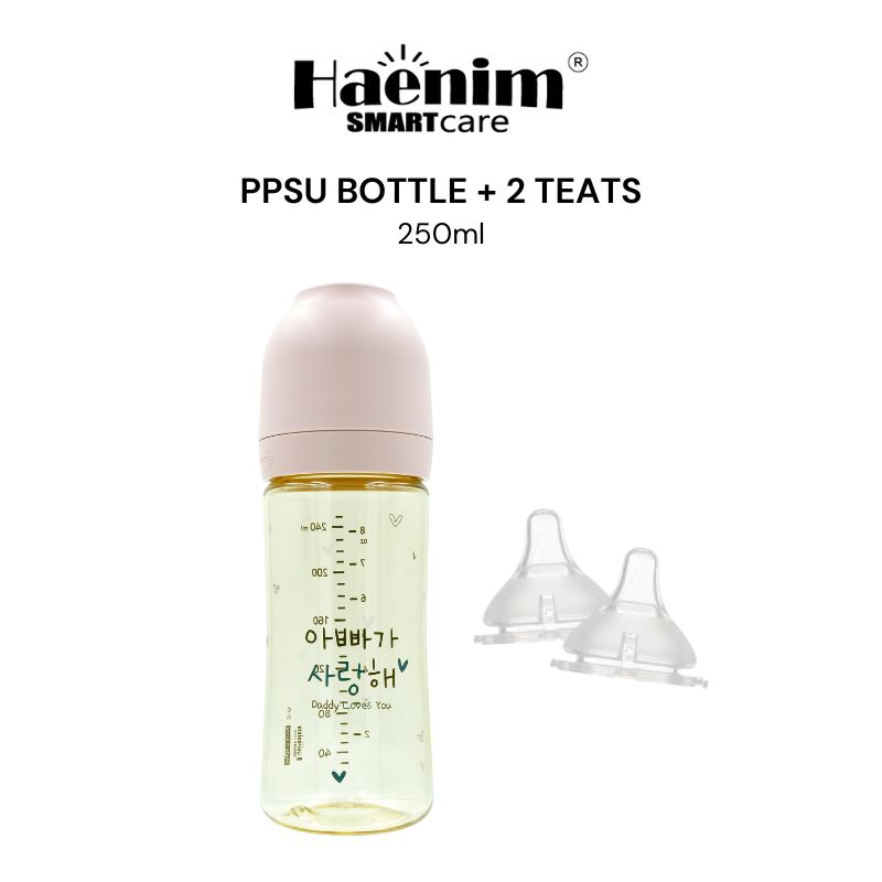 NEW LAUNCH! Haenim PPSU Baby Bottle - 150ml / 250ml + 2 Teats/Pack (Size S/M/L/XL) *Choose at Booth