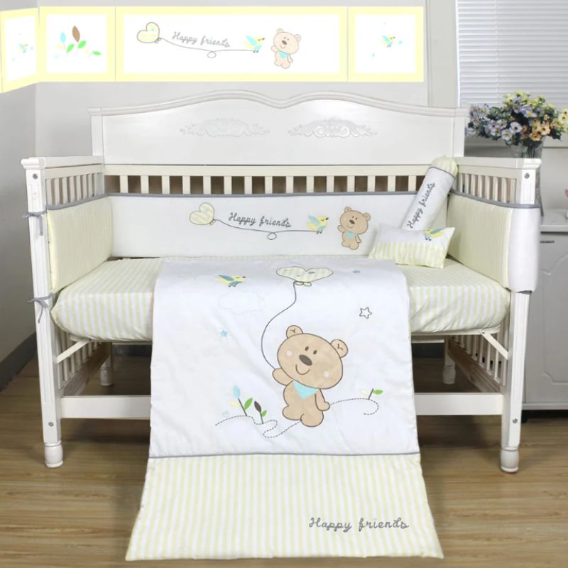 Happy Cot 100% Cotton Embriodered 3 Pcs Bedding Set