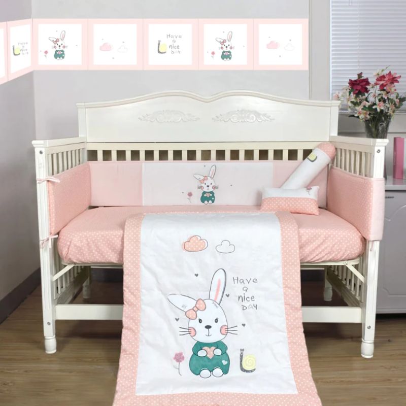 Happy Cot 100% Cotton Embriodered 3 Pcs Bedding Set