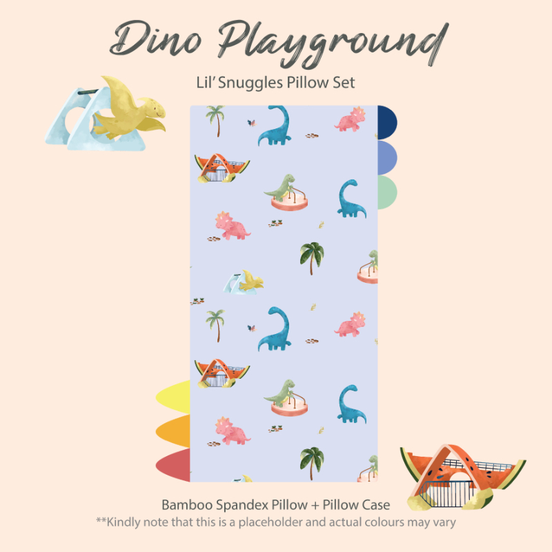 Happyrei Lil' Snuggles Pillow + Case - Dino Playground