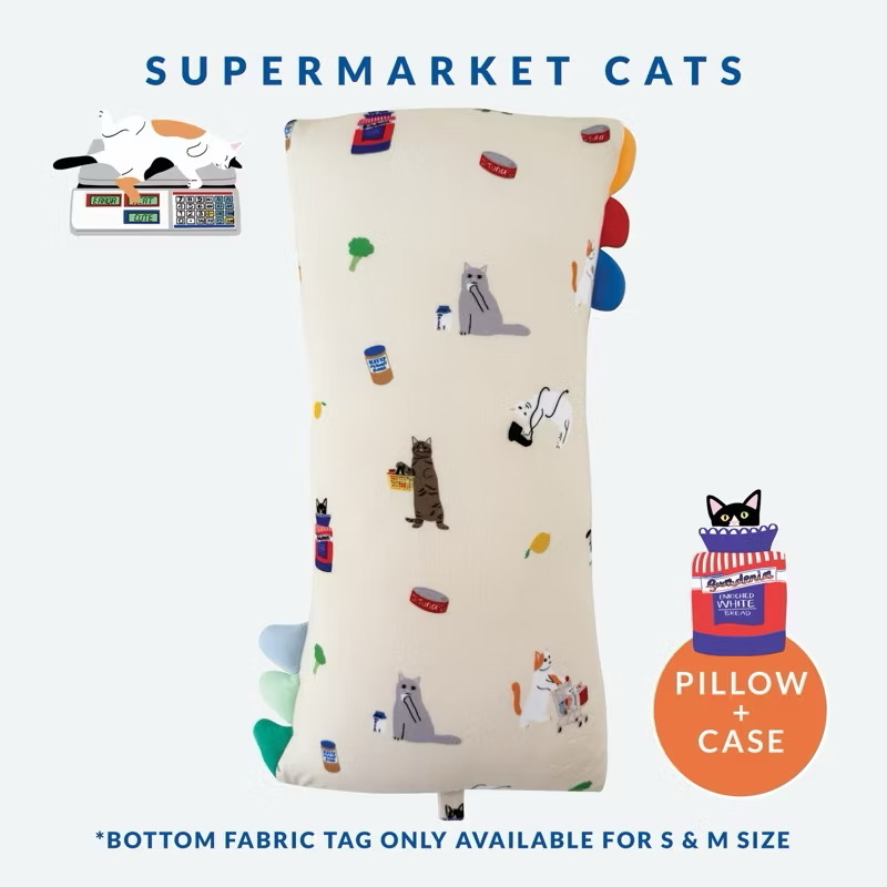 Happyrei Lil' Snuggles Pillow + Case - Supermarket Cats