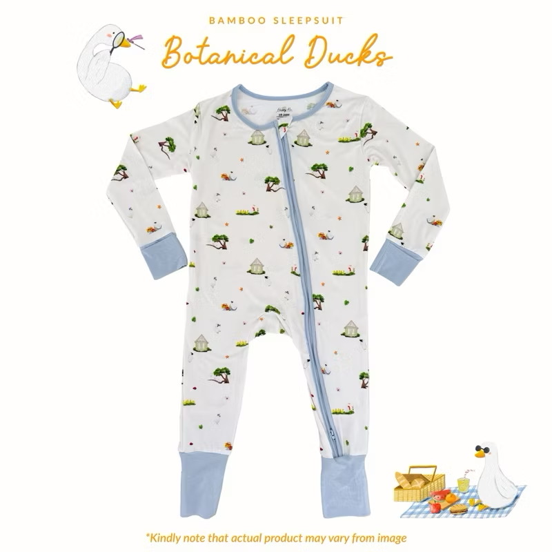 Happyrei Bamboo Sleepsuit - Botanical Ducks