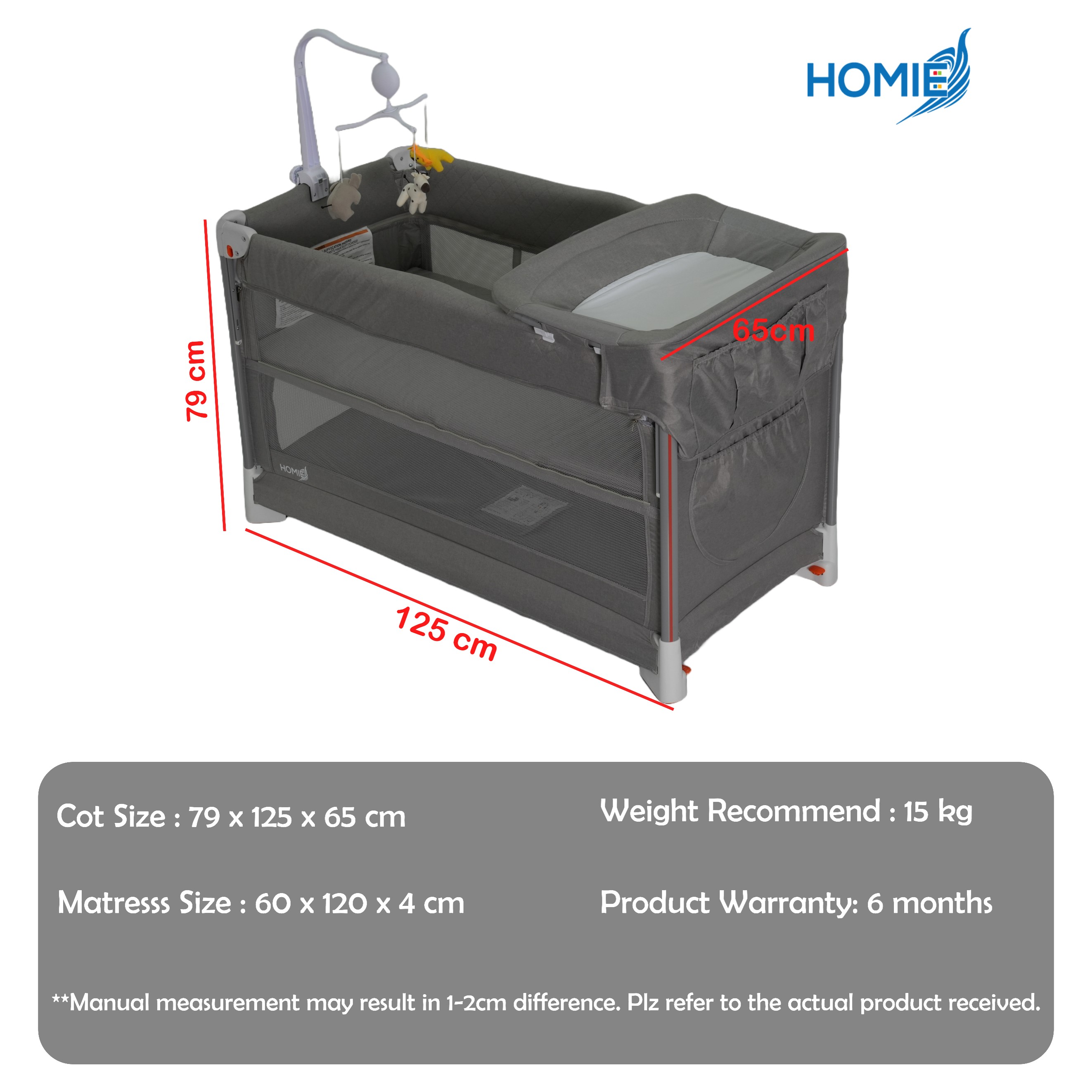 Homie One-Second Fold Playpen With Mattress