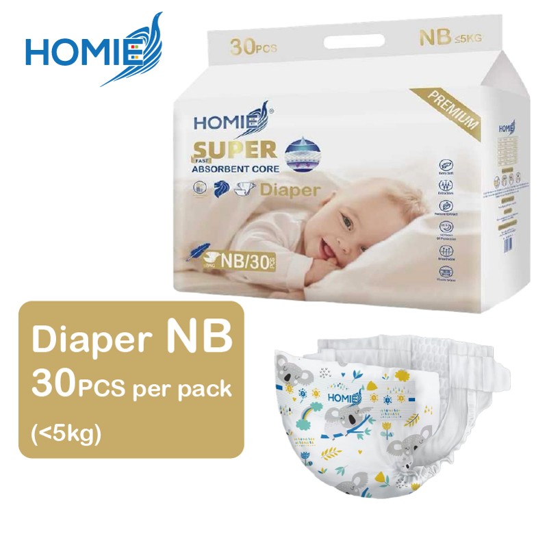 Homie Diaper Premium Ultra Thin Baby Diapers with Embossed Pearl Topsheet High Absorbency