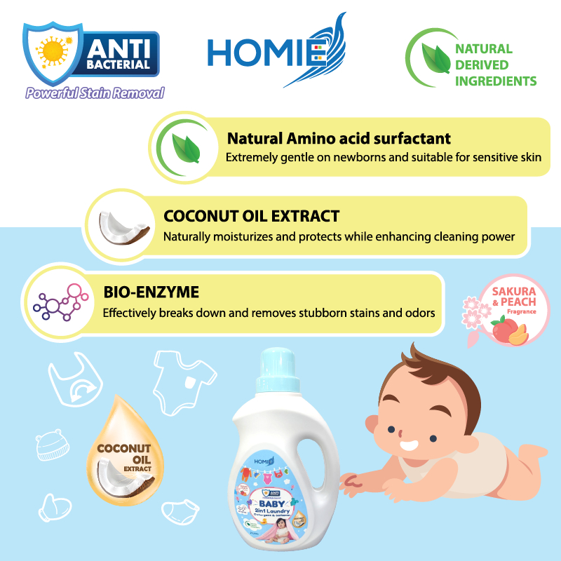 Homie Baby 2-in-1 Laundry Detergent & Softener (2L)