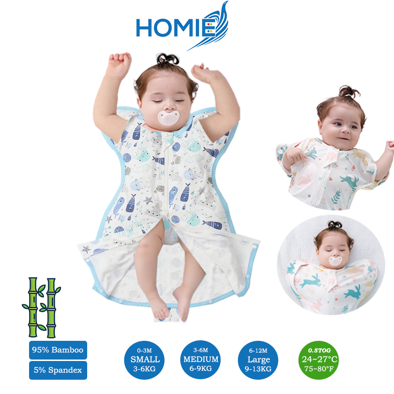 Homie Baby Bamboo 2in1 Button Swaddle Sleeping Bag (0-12M) *Choose at Booth