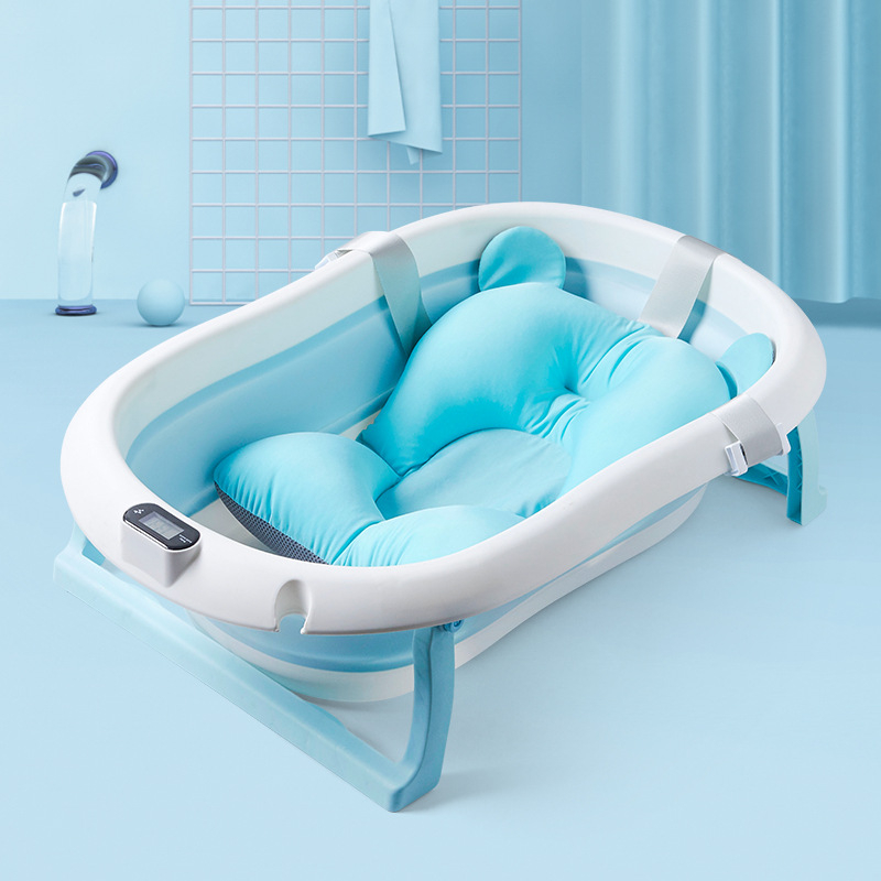Homie Baby Foldable Bath Tub with Thermometer + Adjustable Support Cushion Seat