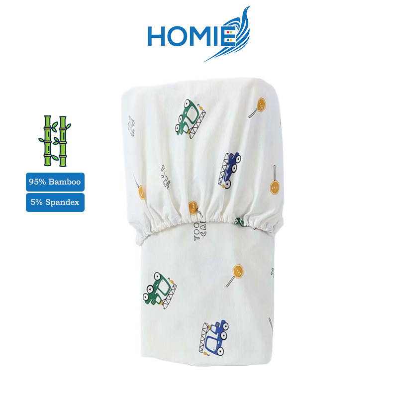 Homie Baby Bamboo Cot Fitted Sheet 70 x 130cm - Assorted Designs *Choose Design at Booth