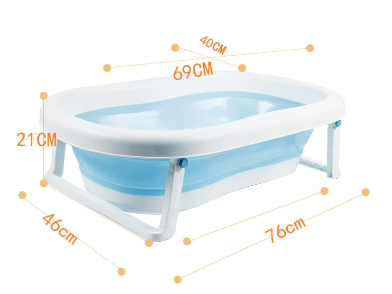 Homie Baby Foldable Bath Tub with Thermometer + Adjustable Support Cushion Seat