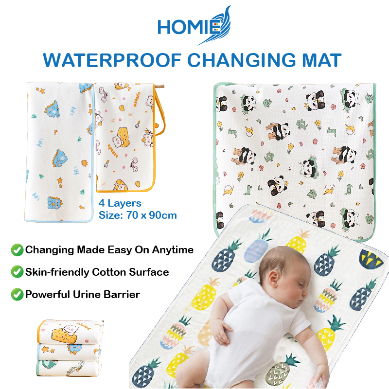 Homie Organic Cotton Waterproof Diaper Changing Mat / Double Side 4 Layer - Assorted Designs *Choose at Booth