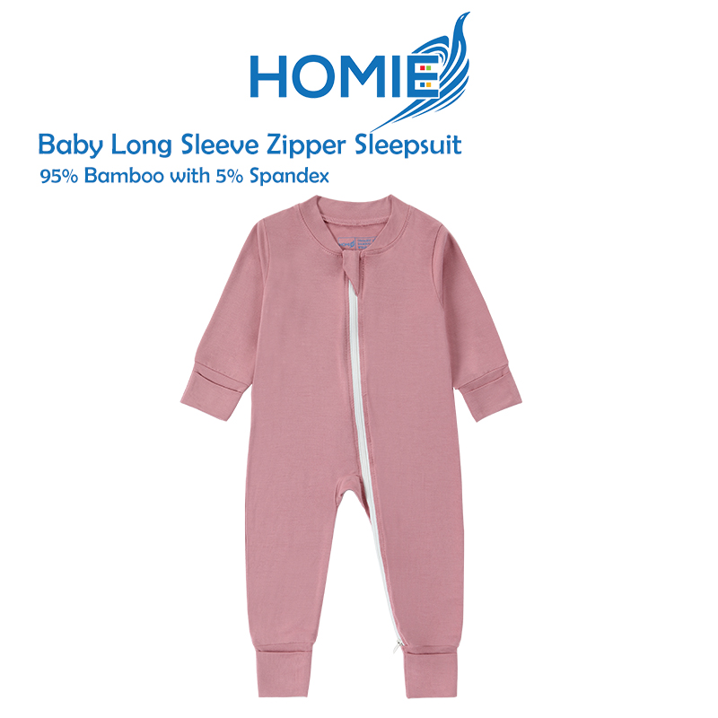 Homie Baby Bamboo Long Sleeve Zipper Sleepsuit / Romper - Assorted Designs *Choose Design at Booth
