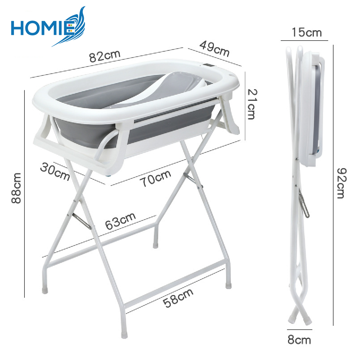 Homie Stand Foldable Bath Tub with Thermometer