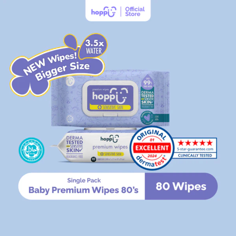 Hoppi 99%25 Water Wipes 80s Single Pack