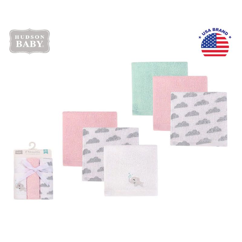 Hudson Baby 6pcs Washcloths (Woven Terry) - Assorted