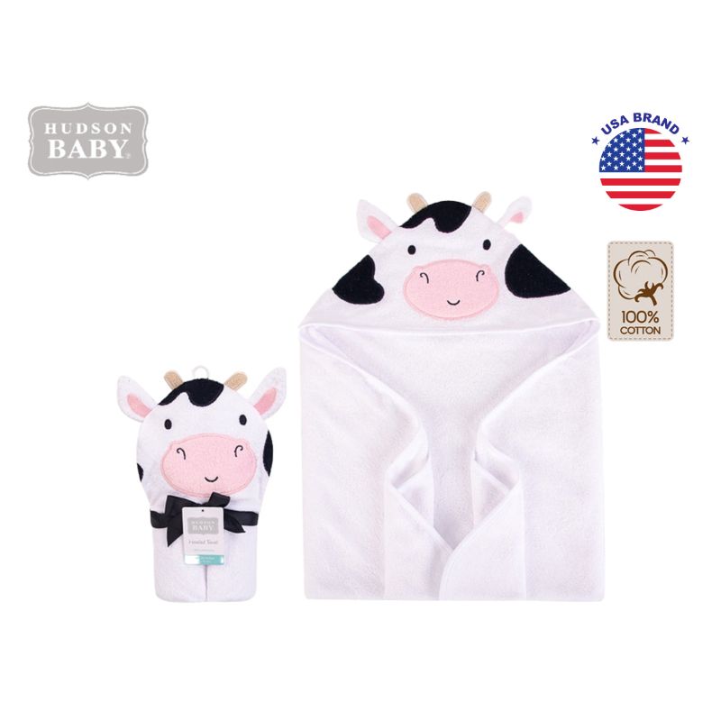 Hudson Baby Hooded Towel & Washcloth 1pc (Woven Terry) - Assorted