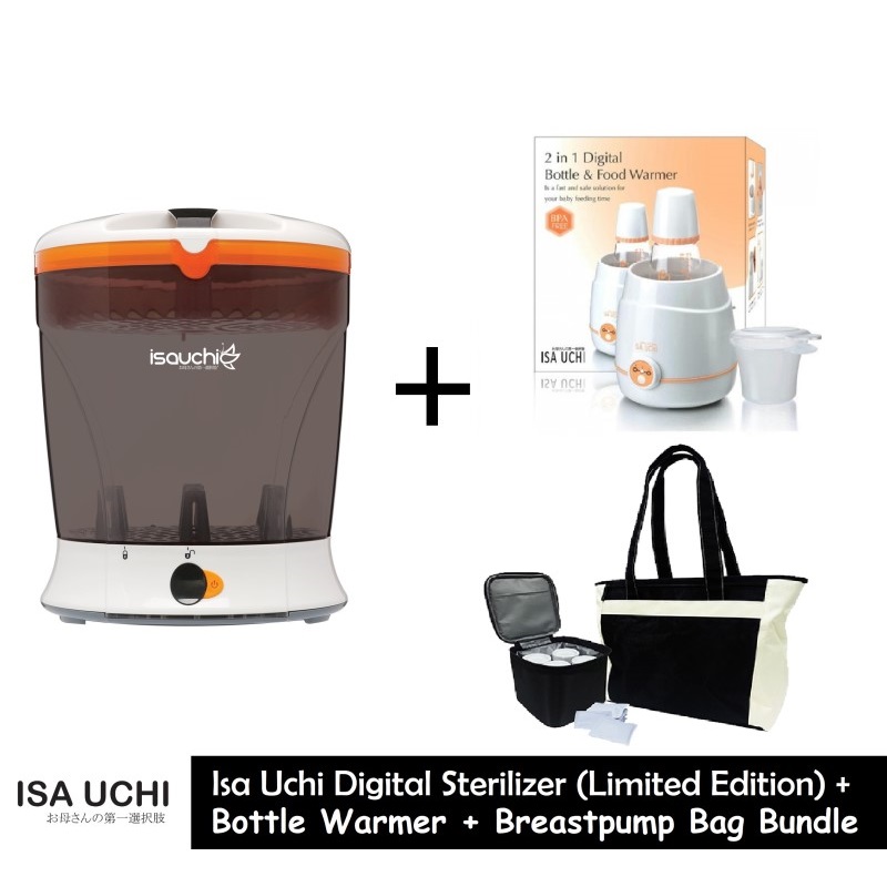Isa Uchi Steam Sterilizer + Bottle / Food Warmer + Breastpump Bag Bundle